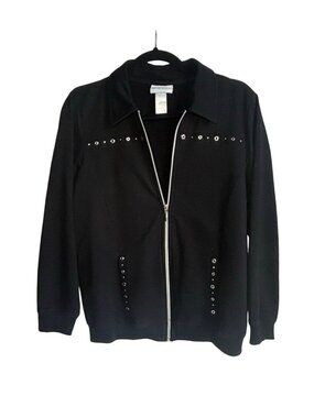 Alfred Dunner Jacket Sz Small Black Zip Front